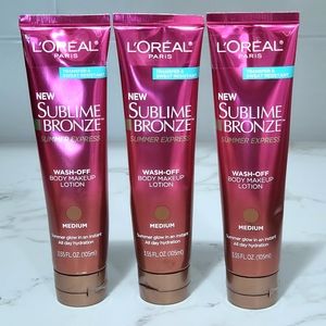 3X L’Oreal Wash-off Body Bronzer Lotion - Medium